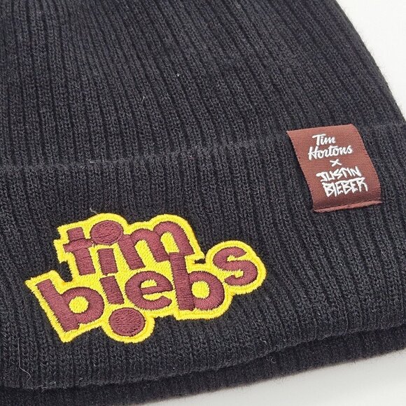 TimBiebs Official Collector Edition Justin Bieber Tim Hortons Beanie Tuque Black - Picture 2 of 7